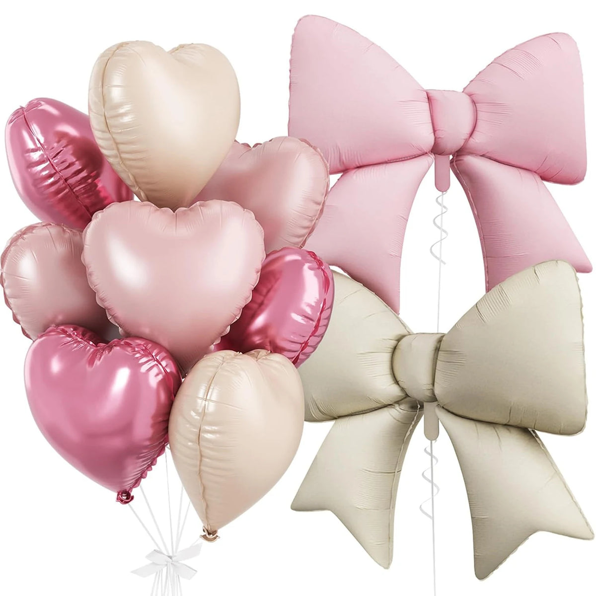 Pink Heart & Bow Balloon Set for Weddings and Showers