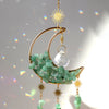 Handcrafted moon crystal and prism pendant suncatcher with gold findings