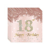 A pink box decorated with rose gold glitter and diamond accents, featuring the text Happy 18th Birthday.