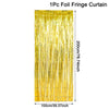 One piece gold foil fringe curtain measuring 100cm by 200cm