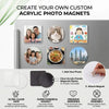 A set of clear acrylic photo magnets featuring various images like people and animals for custom photo making