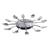 A modern cutlery set designed as a 3D wall clock with silverware arms radiating from the center.