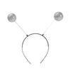 A pair of silver, spherical rainbow alien sunglasses with UV400 protection.