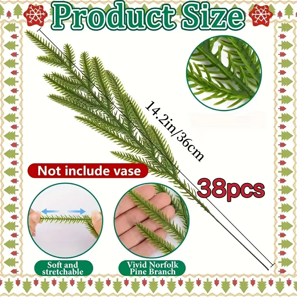 Artificial Norfolk Pine Branches – Realistic Evergreen Stems for Indoor Decor