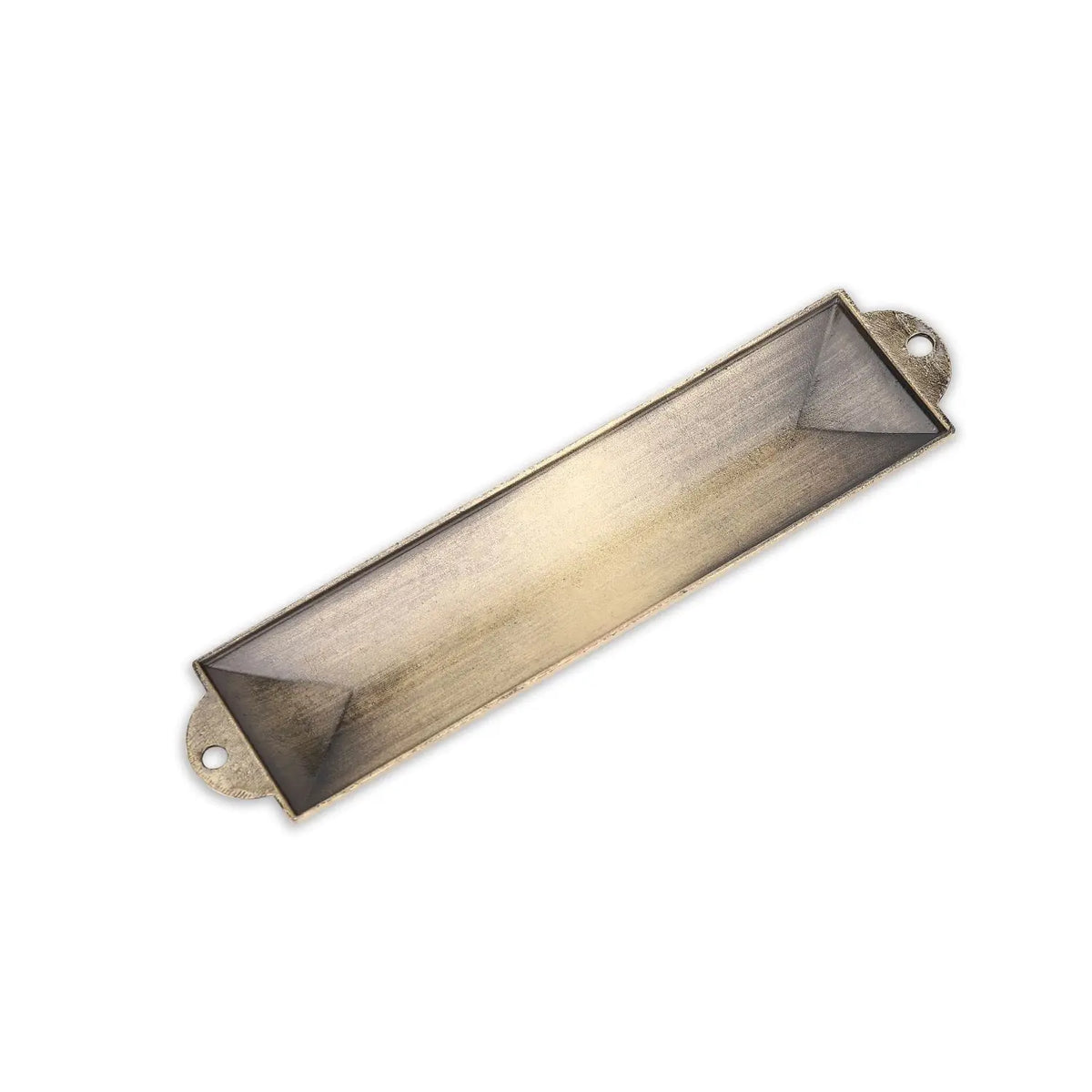 A rectangular decorative mezuzah case with a scripture scroll and peel-and-stick mounting.