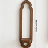 A vertical wooden arch wall shelf in a warm brown tone with an ogee top and decorative base.