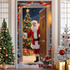 Merry Christmas Party Decoration Door Cover with Santa, Snowman & Reindeer Design