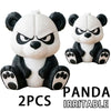 Two cute angry panda figurines for car dashboard and home decor