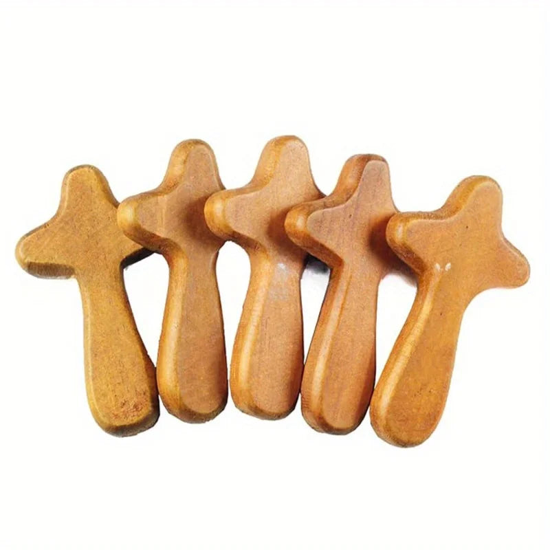 Set of 5 Wooden Pocket Prayer Crosses