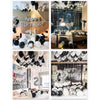 Black and white balloon party decor set featuring a silver banner for birthday celebrations.