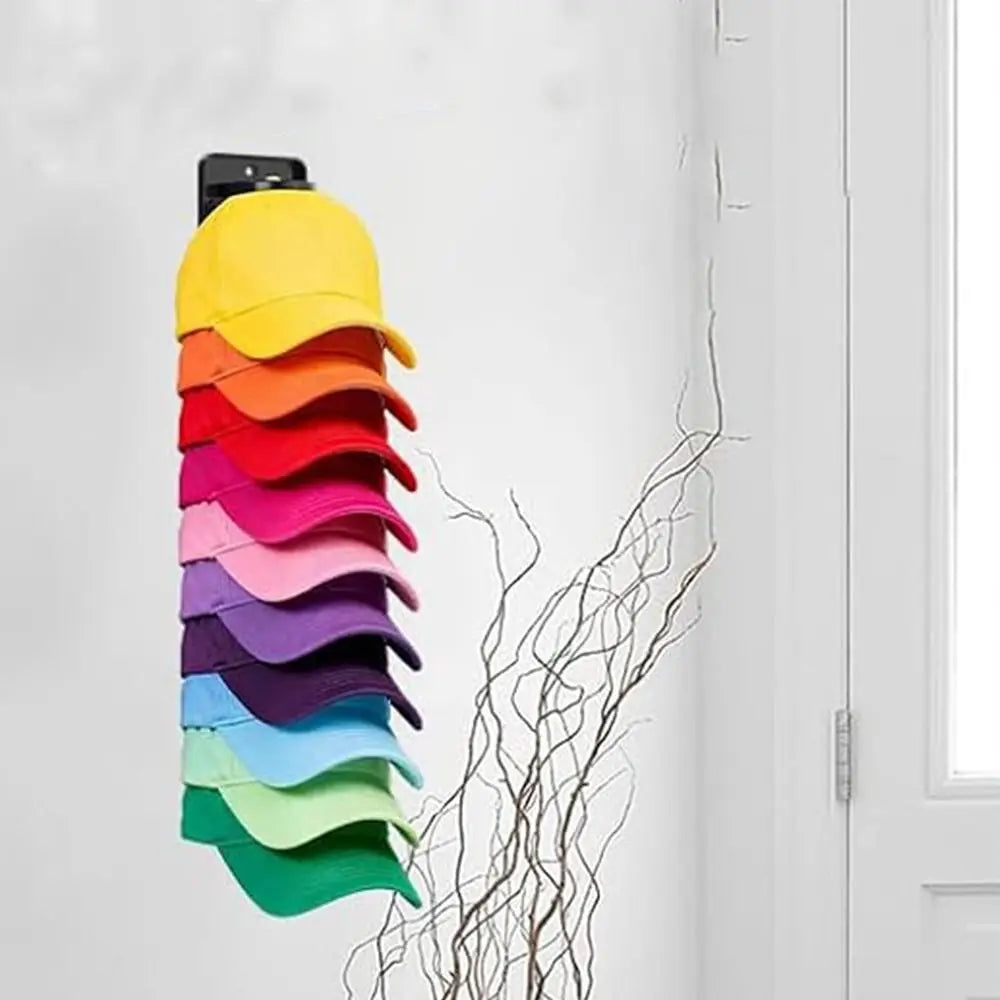 Wall-Mounted Hat Organizer with Spring Clips