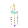 Gold moon suncatcher wind chime with prism accents featuring a crescent moon and hanging crystal beads