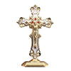 Golden Crucifix Figurine with Enamel Accents