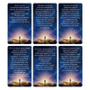 A set of nine tarot cards with spiritual reflections and mystical imagery against a dark blue background.