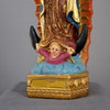 Hand-painted resin statue of Our Lady of Guadalupe with gold and blue accents.