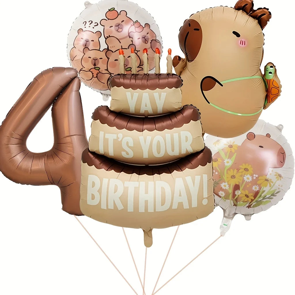Capybara Cartoon Foil Balloon Set for Birthday Parties