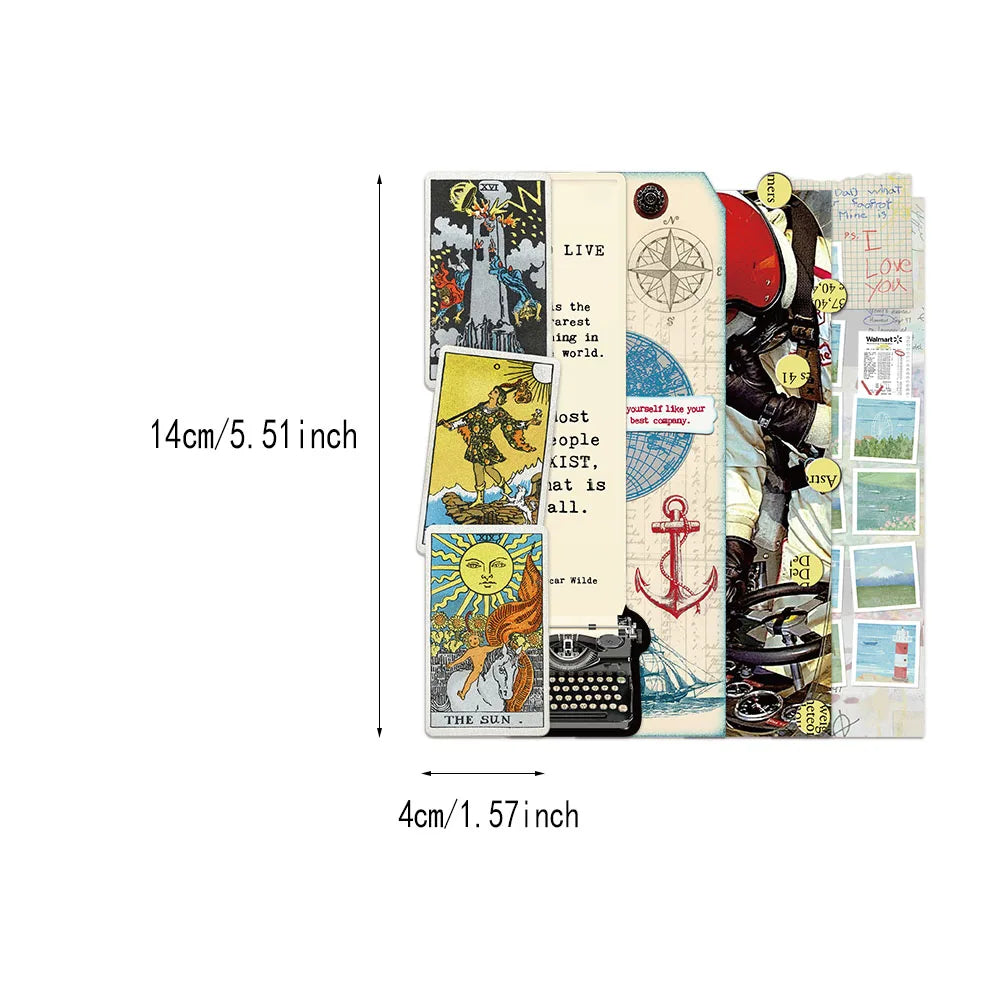 A set of 30 decorative cartoon reading bookmarks featuring various illustrations and text on aged paper.