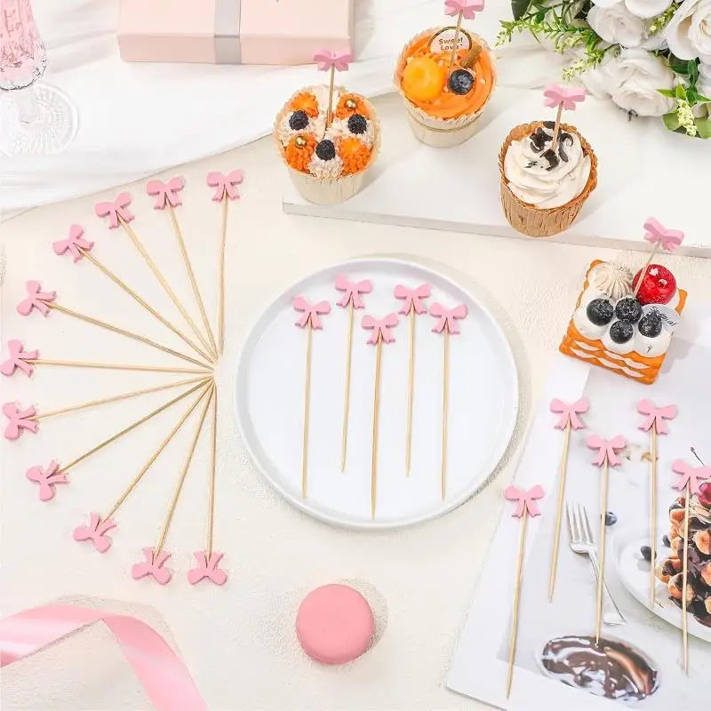 Eco-Friendly Bamboo Cocktail Picks with Cute Toppers (100 Pack)
