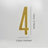 A polished gold house number with a vertical orientation, measuring 7.0cm or 2.75 inches tall.