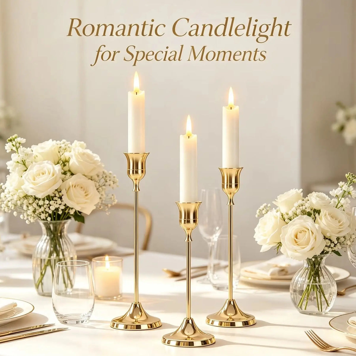 Classic Metal Taper Candle Holders, Set of 3