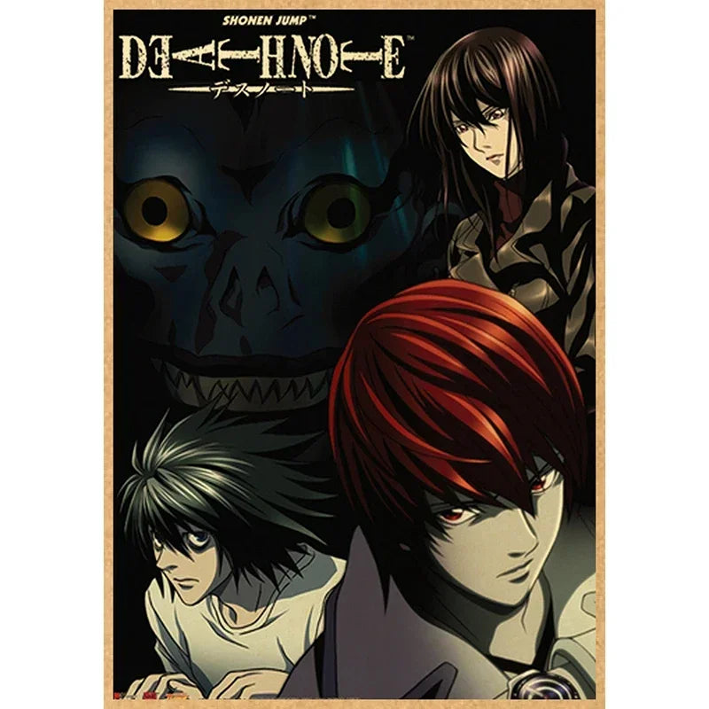 Anime artwork featuring characters from Death Note with a dark, intense style.