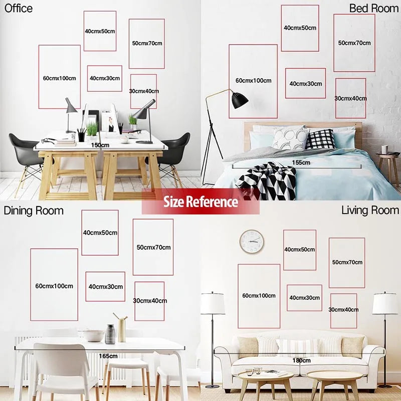 A collection of framed canvas wall art posters featuring military jet aircraft designs displayed in various rooms.