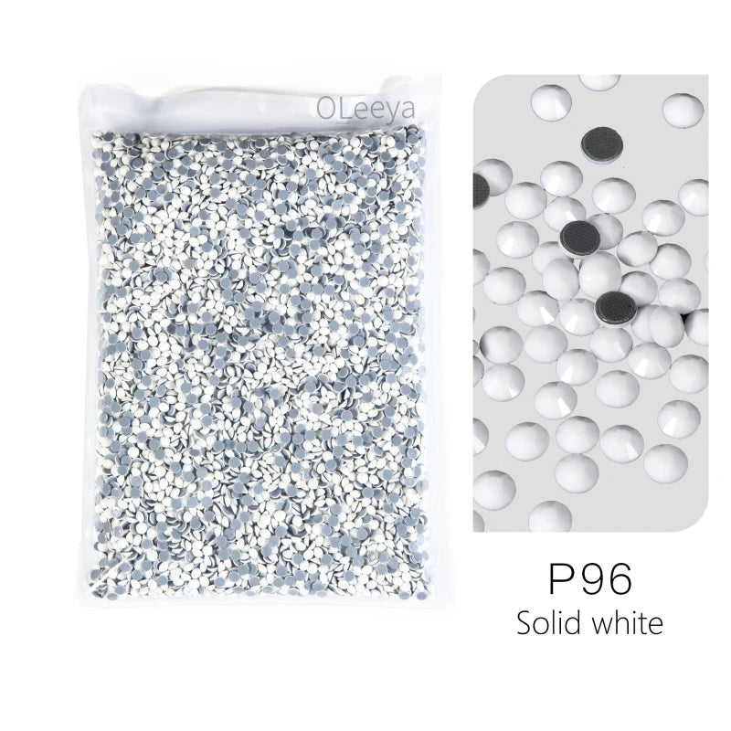 Bag of P96 solid white glass rhinestones mixed sizes