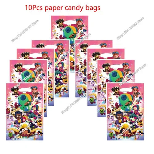 10 pieces of paper candy bags featuring a green character design