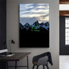 A framed canvas wall art featuring a black background with green text that reads I like being bi it's awesome.