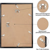 A black picture frame with built-in sawtooth hangers and moisture-proof features for display.