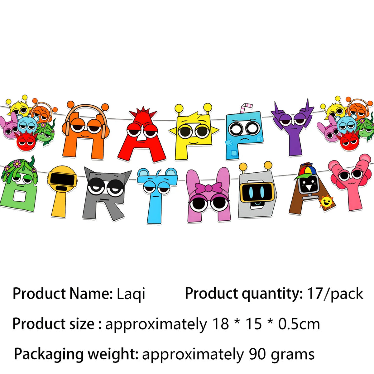 A colorful set of Incredibox Sprunki birthday party supplies featuring various character figures.