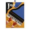 Abstract music canvas wall art featuring silhouettes of musicians playing instruments on a vibrant background.