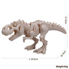 A light beige 3D printed dinosaur skeleton figurine featuring a T-Rex and Mosasaurus collectible.