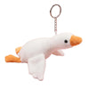 Adorable white duck plush keychain pendant with an orange beak and yellow feet