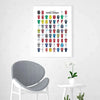 A vertical canvas print featuring a grid of various football jersey numbers and colors for sports wall decor