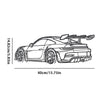 A black sports car metal wall art featuring a sleek, modern design.