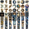 A collection of 50 retro space and planet stickers featuring various celestial bodies, galaxies, and cosmic scenes.