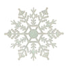 A white glitter snowflake ornament design.