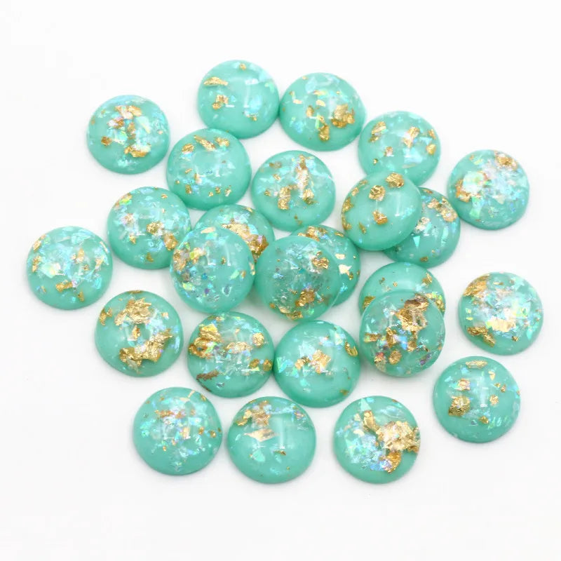 Mixed Color Resin Cabochons with Metal Foil Backing for Jewelry Making