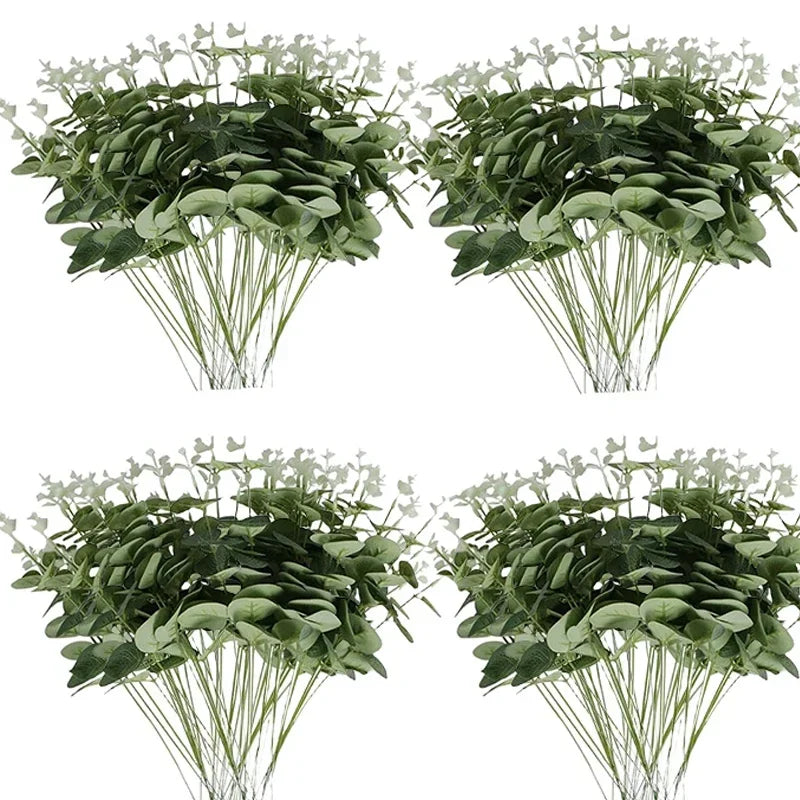 A set of artificial eucalyptus stems used for floral arrangements.