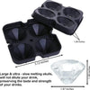 Black silicone ice mold set featuring skull, sphere, and diamond shapes for preserving drink flavor