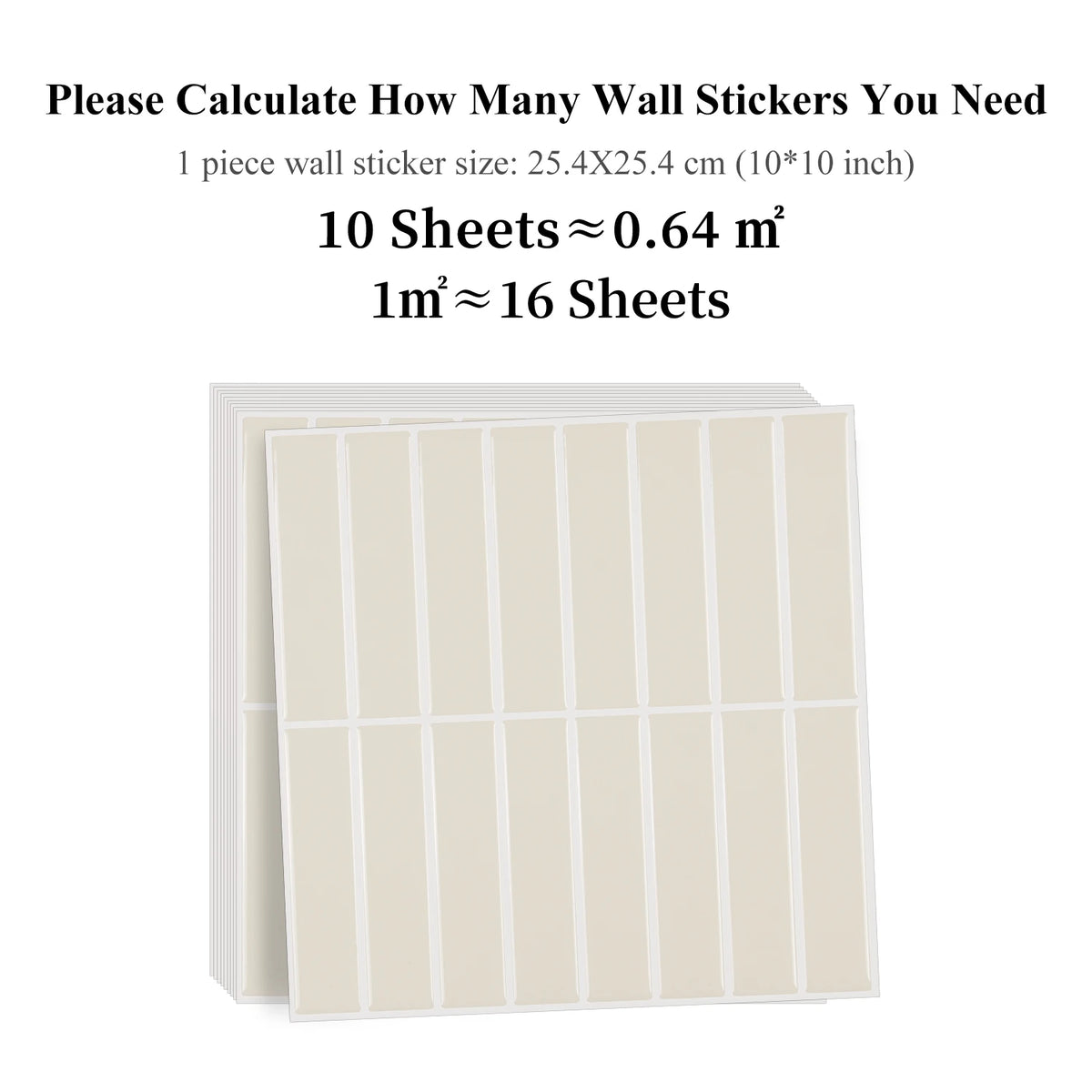 A stack of beige peel-and-stick waterproof wall tiles for kitchen and bathroom backsplashes.