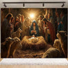 Starry Night Nativity Scene Backdrop for Christmas Celebrations