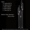 Diagramme montrant les dimensions d'un candélabre à 5 bras en acrylique LED étiquetés A à E et son diamètre de base inférieur