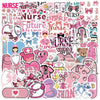A colorful sticker pack featuring various nurse-themed graphics, including bows, medical symbols, and text.