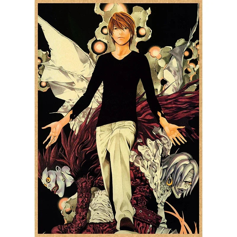 Anime artwork featuring a male character with reddish-brown hair and dark clothing surrounded by abstract, organic shapes.