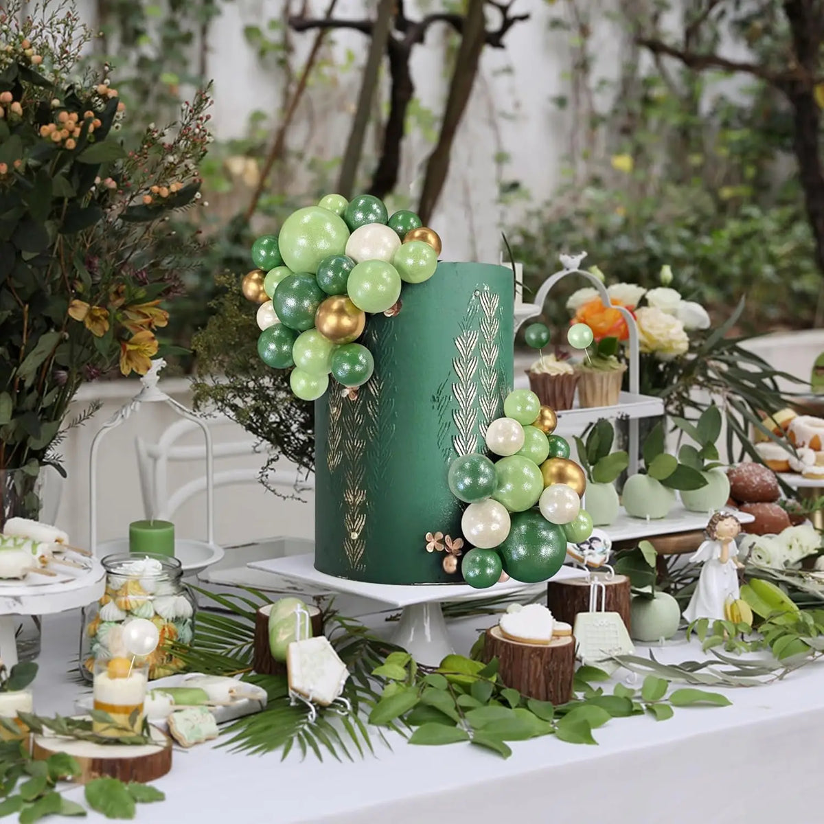 Pearl Green Cake Topper Balls Set