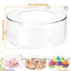 Clear acrylic cake stand with a removable base and decorative elements for dessert display