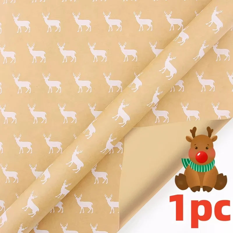 Roll of festive snowflake Christmas wrapping paper in beige color