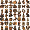 A collection of retro graffiti aesthetic stickers featuring skulls, bats, witches, monsters, and Halloween-themed icons.